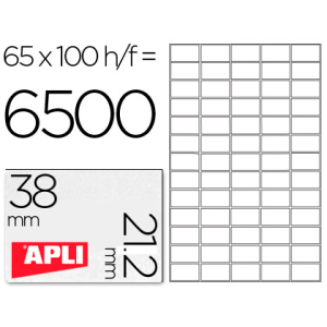 Etiqueta adhesiva apli 1283 tamaño 38x21.2mm para fotocopiadora laser ink-jet caja con 100 hojas din a4