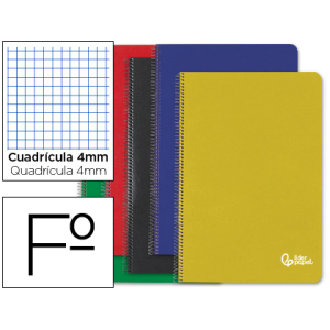 Cuaderno espiral liderpapel a4 tapa dura 80h 75 gr cuadro 4mm con margen surtidos