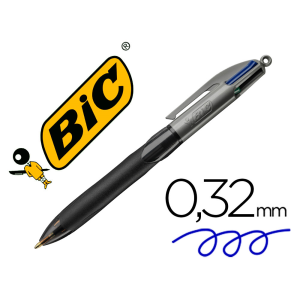 Boligrafo bic cuatro colores con grip colore negro punta 1,3 mm