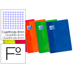 Bloc espiral oxford cartoncillo folio 80 hojas cuadros 4 mm