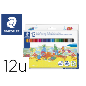 Rotulador staedtler color jumbo trazo 3 mm estuche de 12 unidades colores surtidos