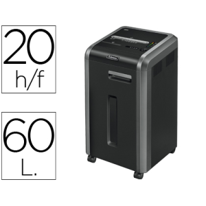 Destructora de documentos fellowes 225ci capacidad de corte 24 h destruye grapas clips cd y tarjetas 60 litros