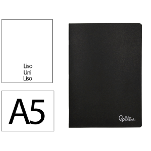 Libreta liderpapel tapa negra a5 80 hojas 60gr liso con doble margen