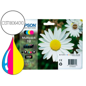 Ink-jet epson multipack t18 negro amarillo cyan y magenta xp-102 px-202 px-205xp-305 xp-405