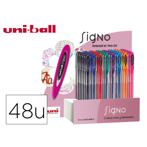 Boligrafo uni ball um-120 signo 0,7 mm tinta gel expositor de 48 colores basicos