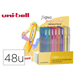 Boligrafo uni ball um-120 signo 0,7 mm tinta gel expositor de 48 colores pastel