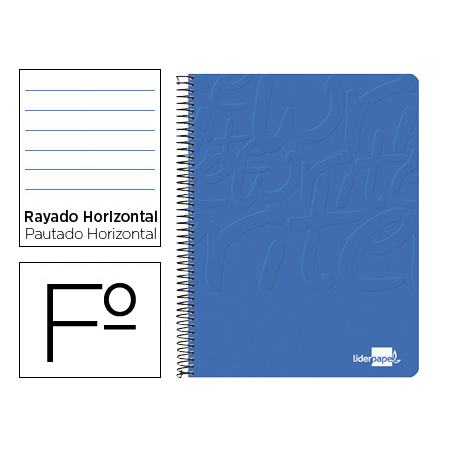Cuaderno espiral liderpapel folio write tapa blanda 80h 60gr horizontal con margen color azul