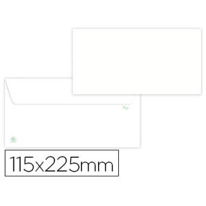 Sobre liderpapel blanco 115x225 mm solapa tira de silicona papel reciclado 90 gr caja de 500 unidades