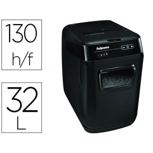 Destructora de documentos fellowes automax 150c capacidad de corte 150 hojas clips grapas tarjetas y cd 32l