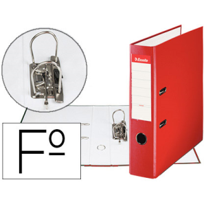 Archivador de palanca esselte carton forrado pvc folio lomo de 75 mm con rado rojo