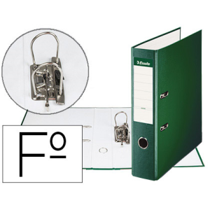 Archivador de palanca esselte carton forrado pvc folio lomo de 75 mm con rado verde