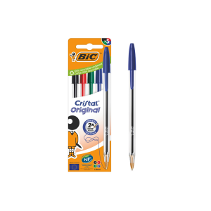 Boligrafo bic cristal original bolsa de 5 unidades colores surtidos 2 azul /1 negro /1 rojo /1 verde