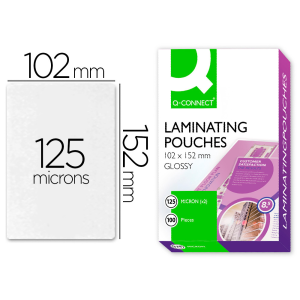 Bolsa de plastificar q-connect 102 x 152 mm 125 mc carnet de futbol caja de 100 unidades
