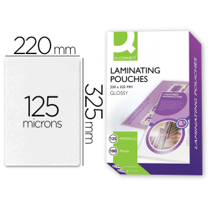 Bolsa de plastificar q-connect 325 x 220 mm 125 mc folio caja de 100 unidades