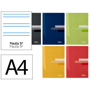 Libreta liderpapel scriptus a4 48 hojas 90gr rayado montessori 5mm con margen colores surtidos