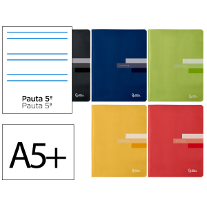 Libreta liderpapel scriptus a5+ plus 48 hojas 90gr rayado montessori 5mm con margen colores surtidos