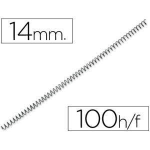 Espiral metalico q-connect 64 5:1 14 mm 1mm caja de 100 unidades