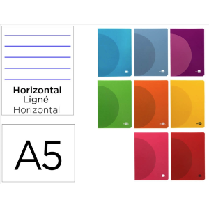 Libreta liderpapel 360 tapa de plastico a5 48 hojas 90gr horizontal con doble margen colores surtidos
