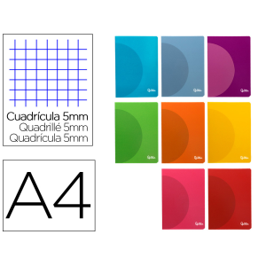 Libreta liderpapel 360 tapa de plastico a4 48 hojas 90gr 5mm con doble margen colores surtidos