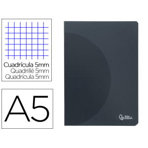 Libreta liderpapel 360 tapa de plastico a5 48 hojas 90gr 5mm con doble margen tapa negra