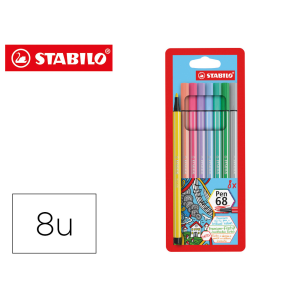 Rotulador stabilo acuarelable pen 68 estuche de 8 colores surtidos pastel
