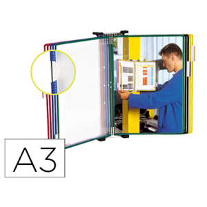 Portacatalogo de pared tarifold metal con 1o fundas a3 pvc con pivotes metalicos marco colores surtidos