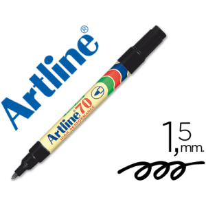 Rotulador artline marcador permanente ek-70 negro punta redonda 1.5 mm papel metal y cristal