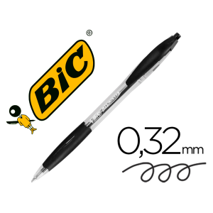 Boligrafo bic atlantis negro retractil tinta aceite punta de 1 mm