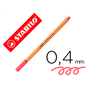 Rotulador stabilo punta de fib ra point 88 rojo neon punta fina 0,4mm