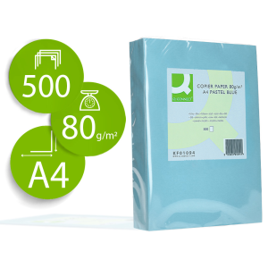 Papel color q-connect din a4 80gr celeste paquete de 500 hojas