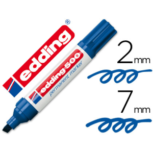 Rotulador edding marcador permanente 500 azul punta biselada 7 mm recargable