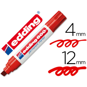 Rotulador edding marcador permanente 800 rojo punta biselada 12 mm recargable