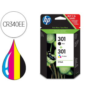 Ink jet hp 301 pack con tinta negra y tinta tricolor 1000/1001 3000/ 3050/3050se/3050ve 1050a/2050a/2054a/3050a