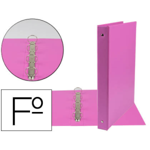 Carpeta liderpapel 4 anillas 25 mm redondas plastico folio color fucsia