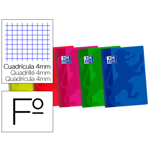 Bloc espiral oxford tapa plastico optik paper folio 80 hojas 90 gr cuadros 4 mm