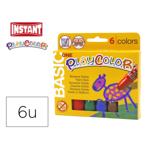Tempera solida en barra playcolor escolar caja de 6 colores surtidos