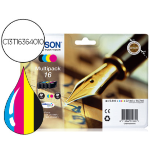 Ink-jet epson 16xl multipack workforce wf-2010w wf-2510wf wf-2520nf wf-2530wf wf-2540wf negro amarillo cian y magenta