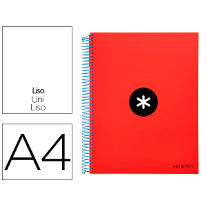 Cuaderno espiral a4 micro antartik tapa forrada 120h 90 gr liso con bandas 4 taladros color rojo