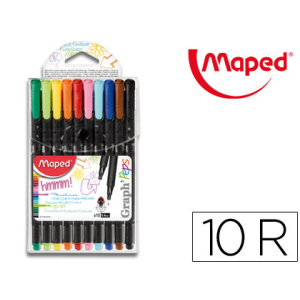 Rotulador maped punta de metal graph peps fine liner estuche de 10 colores surtidos