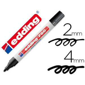 Rotulador edding punta fibra 750 negro punta redonda 2-4 mm