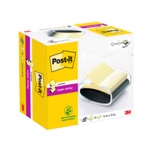 Soporte bloc de notas adhesivas quita y pon post-it super sticky z notes color negro con 1 bloc 76x76 mm