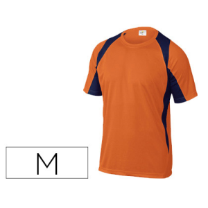 Camiseta deltaplus poliester manga corta cuello redondo tratamiento secado rapido color naranja-marino talla m