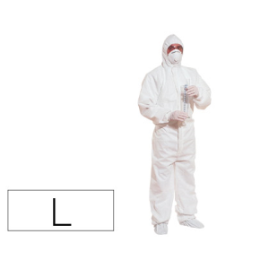 Traje de seguridad deltaplus polipropileno con capucha de un solo uso color blanco talla l