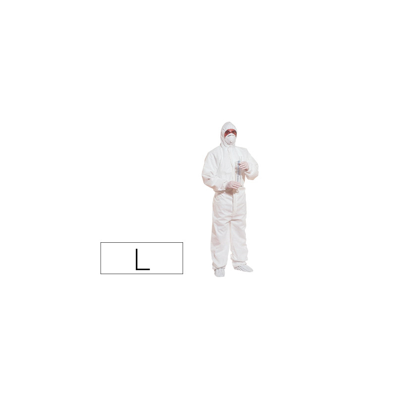 Traje de seguridad deltaplus polipropileno con capucha de un solo uso color blanco talla l