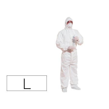 Traje de seguridad deltaplus polipropileno con capucha de un solo uso color blanco talla l