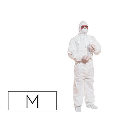 Traje de seguridad deltaplus polipropileno con capucha de un solo uso color blanco talla m