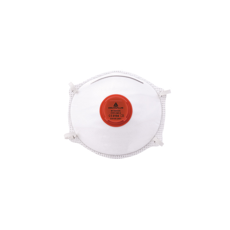 Mascarilla deltaplus de proteccion uso unico con valvula lamina nasal ajustableclase ffp3 caja de 10 unidades