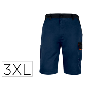 Pantalon de trabajo deltaplus bermuda cinta ajustable 5 bolsillos color azul naranjatalla 3xl