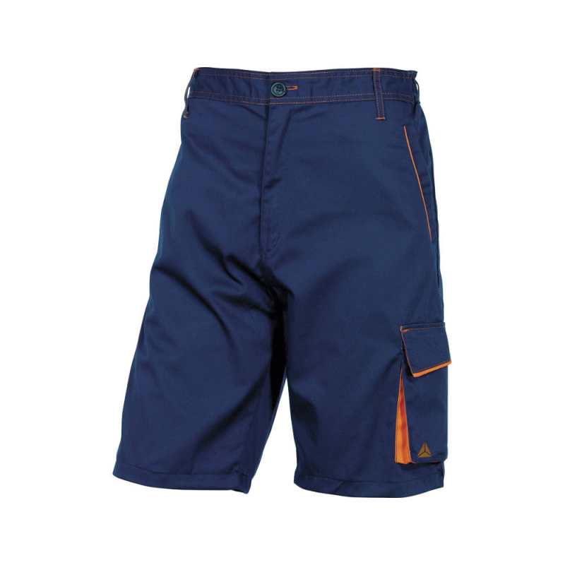 Pantalon de trabajo deltaplus bermuda cintuja ajustable 5 bolsillos color azul naranjatalla l