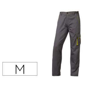 Pantalon de trabajo deltaplus cintura ajustable 5 bolsillos color gris verde talla m